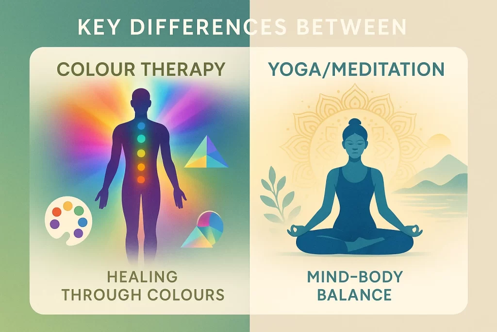 Key Differences Between Colour Therapy and Yoga/Meditation